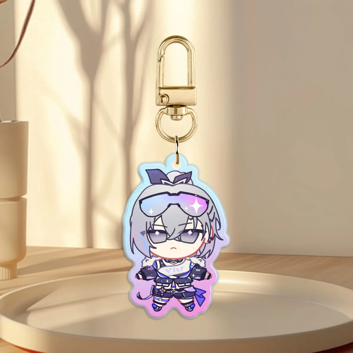 HSR Silverwolf Rainbow Glitter Acrylic Charm