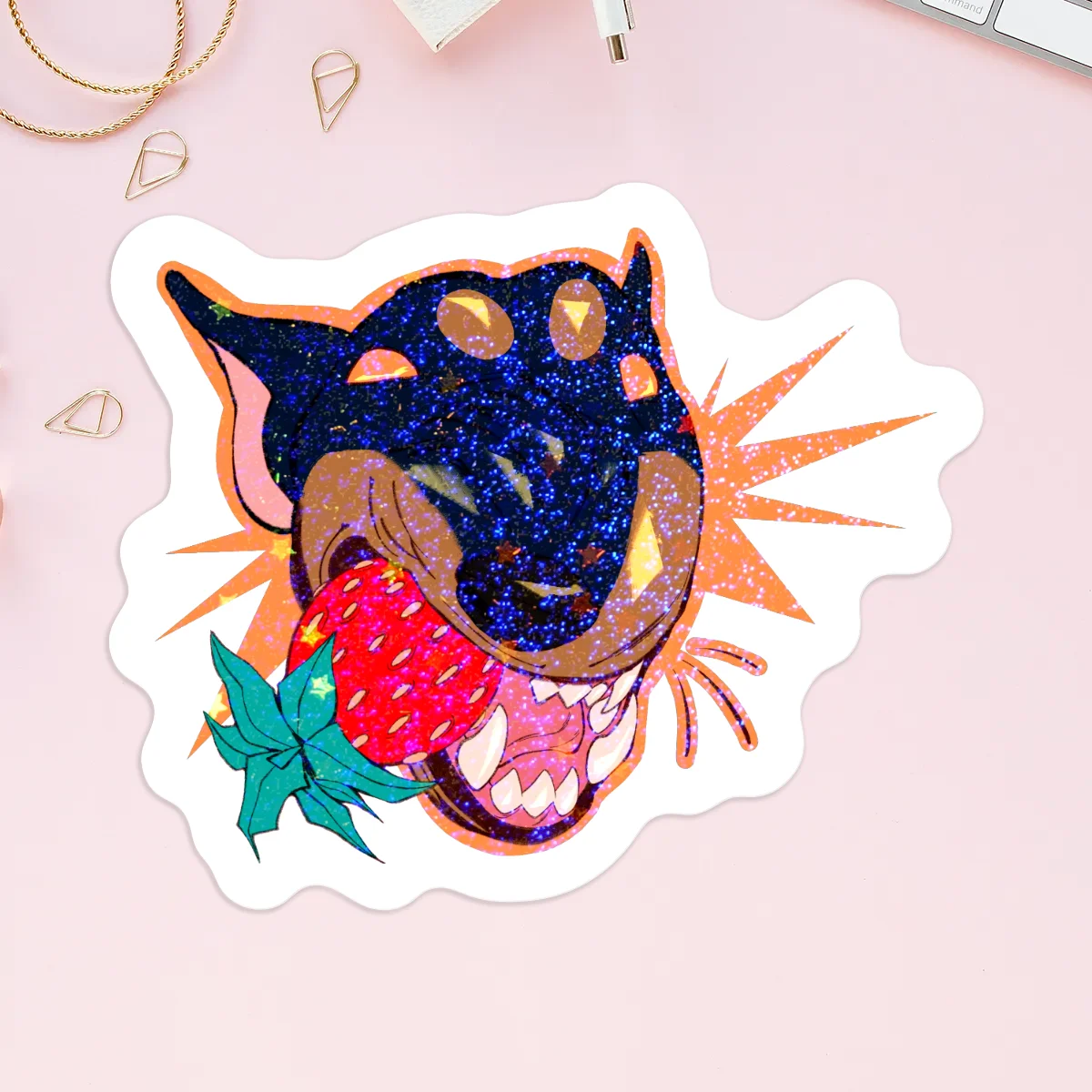 Black + Brown Vinyl Holographic Stickers