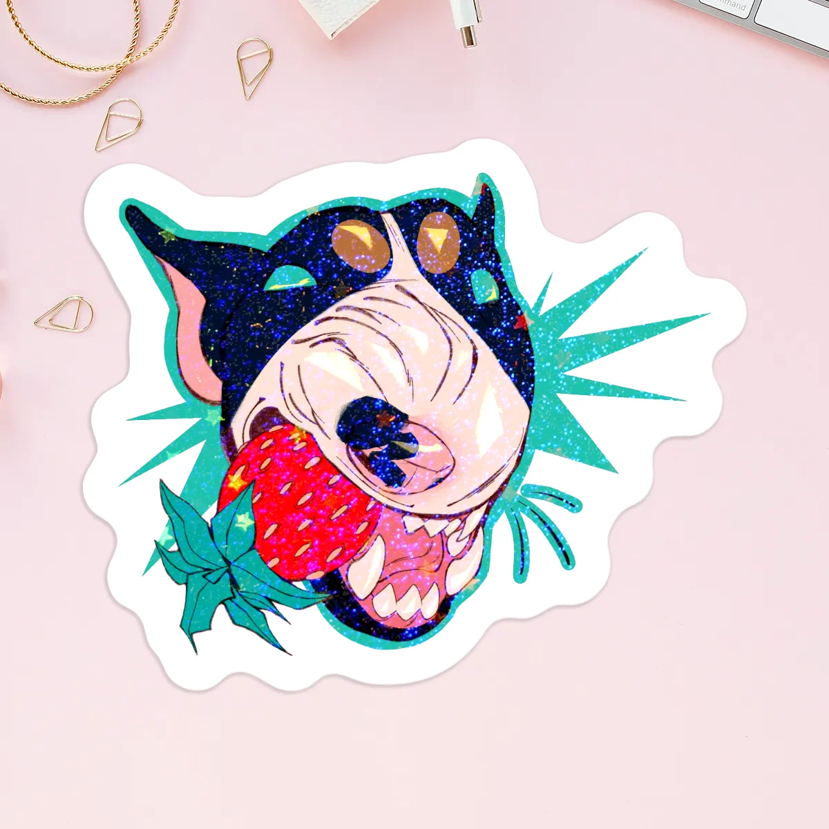 White + Black + Brown Vinyl Holographic Stickers