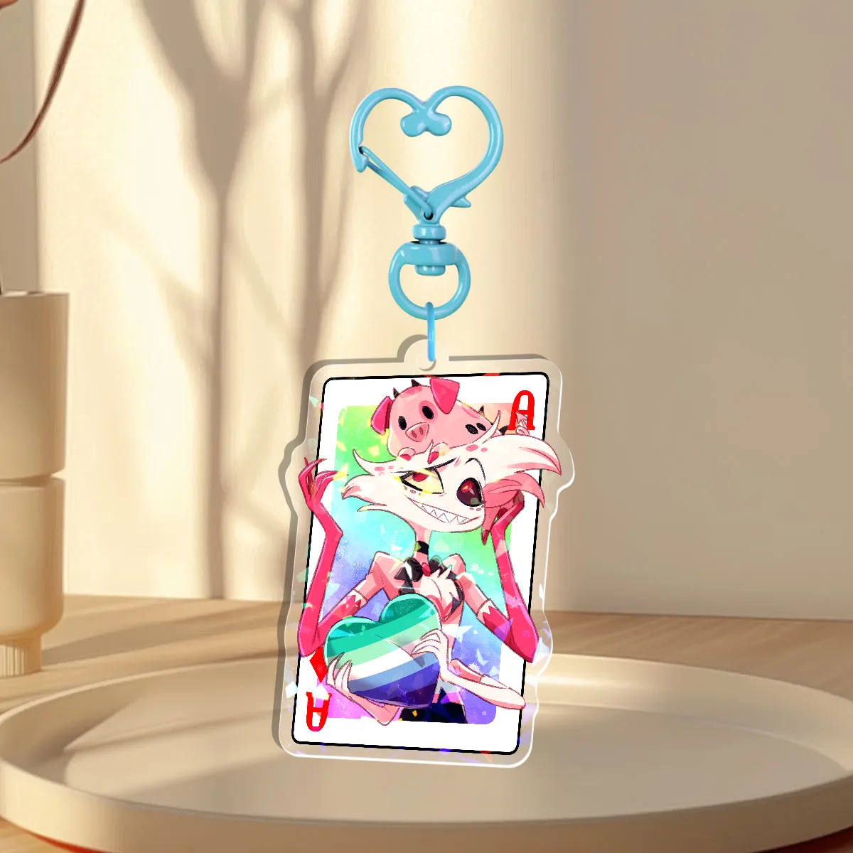Angel Dust Pride Holographic Keychain