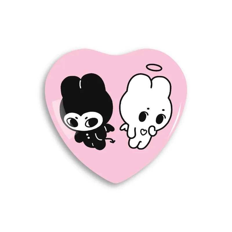 bad & good bunni - heart shaped button