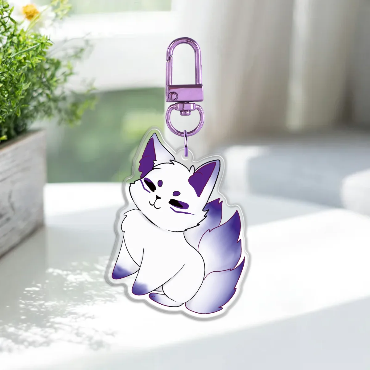 Purple Fox - Rounding Clear Acrylic Keychains