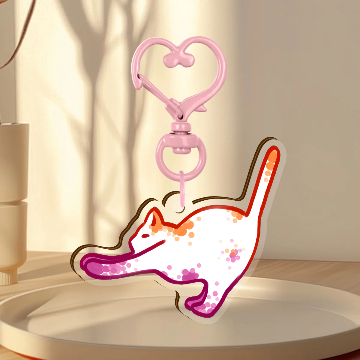 LESBIAN LGBT CAT WOODEN KEYCHAIN