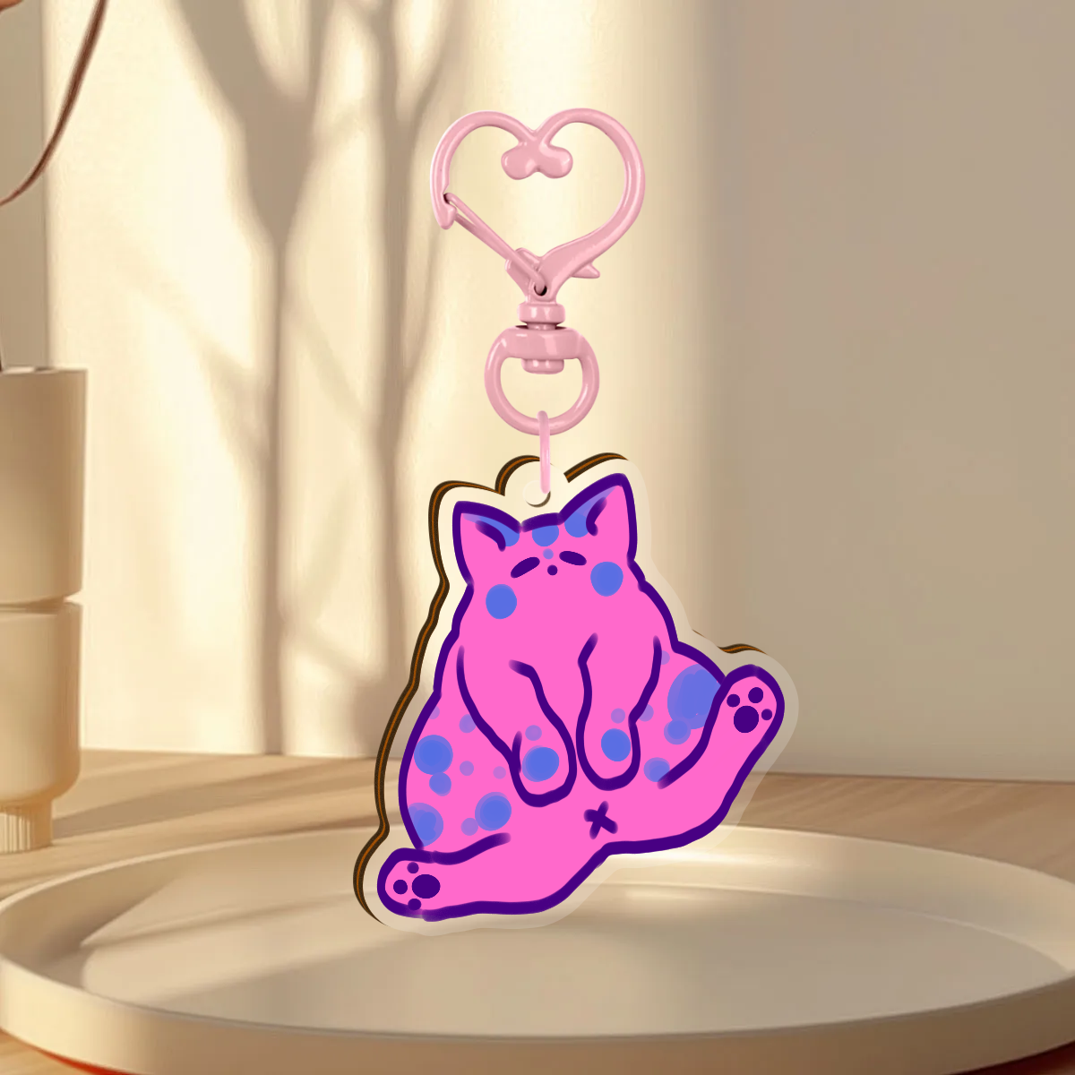 BI LGBT CAT WOODEN KEYCHAIN