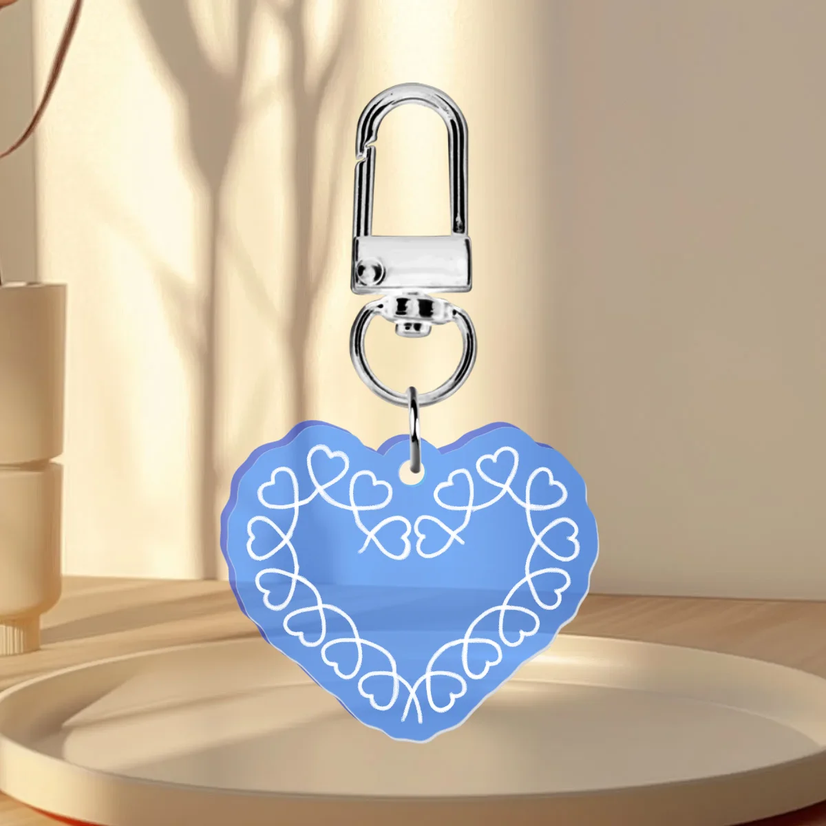 Translucent Blue Heart Keychains