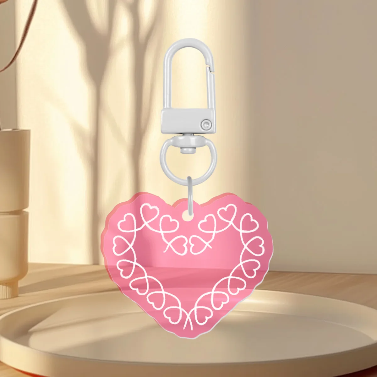 Translucent Pink Heart Keychain