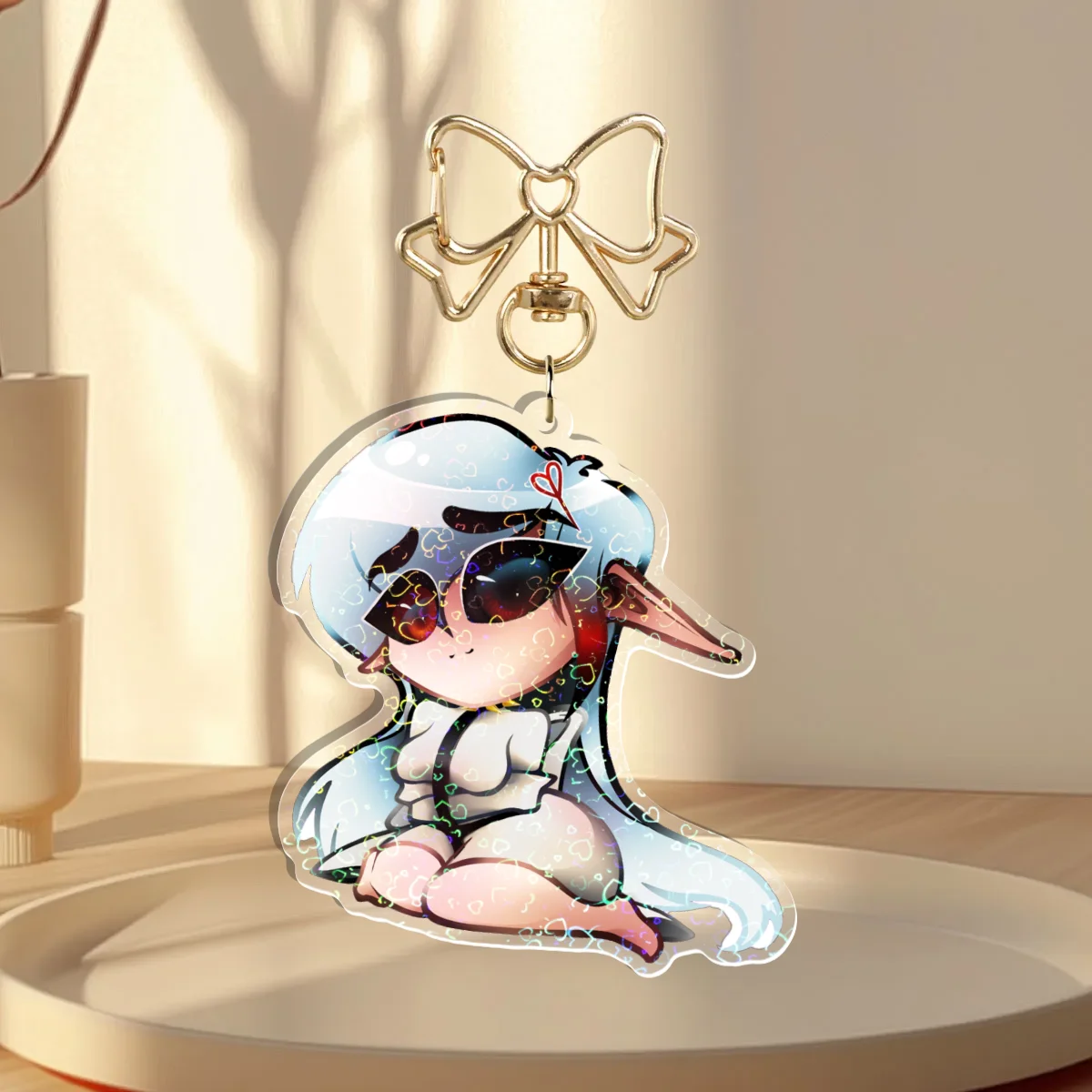 Heart Holographic Aish Anime Acrylic Key Charm