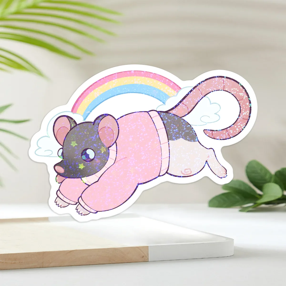 Rainbow Sweater Rat Sticker {x10}