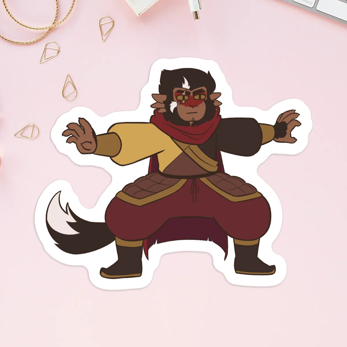 Protective Macaque No Text Custom Vinyl Stickers - LMK - Six Eared Macaque