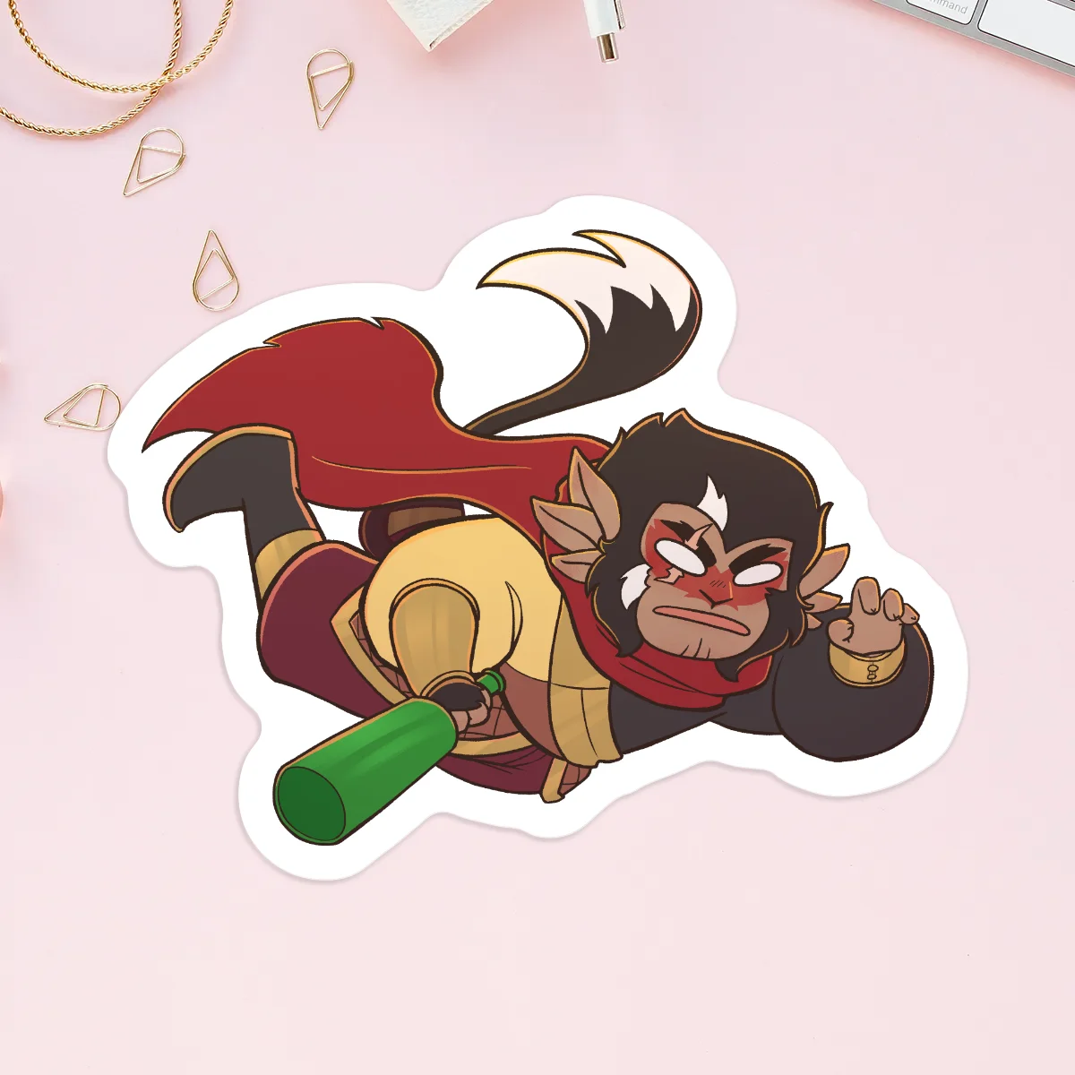 Drunk Shadowpeach Macaque Custom Vinyl Stickers - LMK - Six Eared Macaque