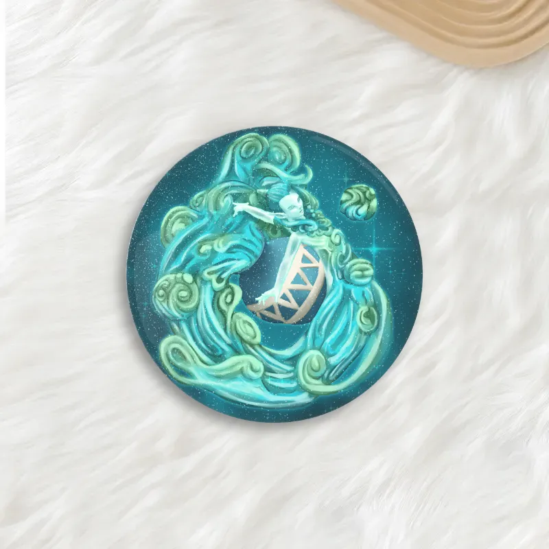 Aquarius Round Button Pin