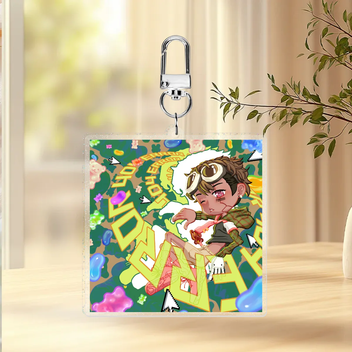 Dritz Y2K Gummy Bear Acrylic Keychain - Glitter Cyberpunk Charm