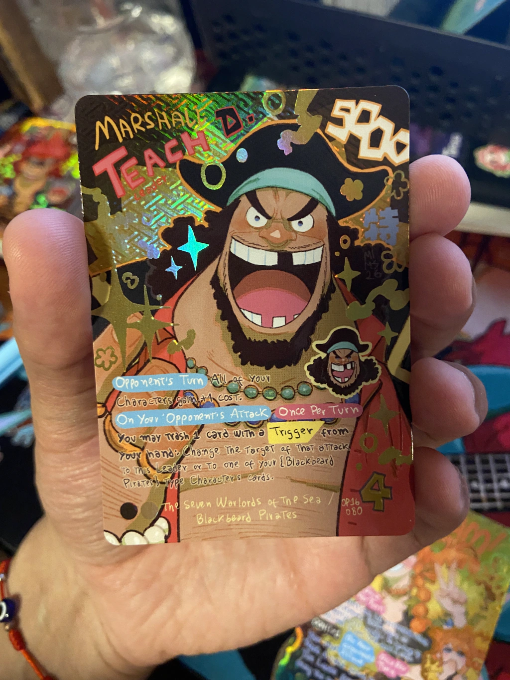 Blackbeard (Teach) Op16 Leader l Holographic Texturized Card