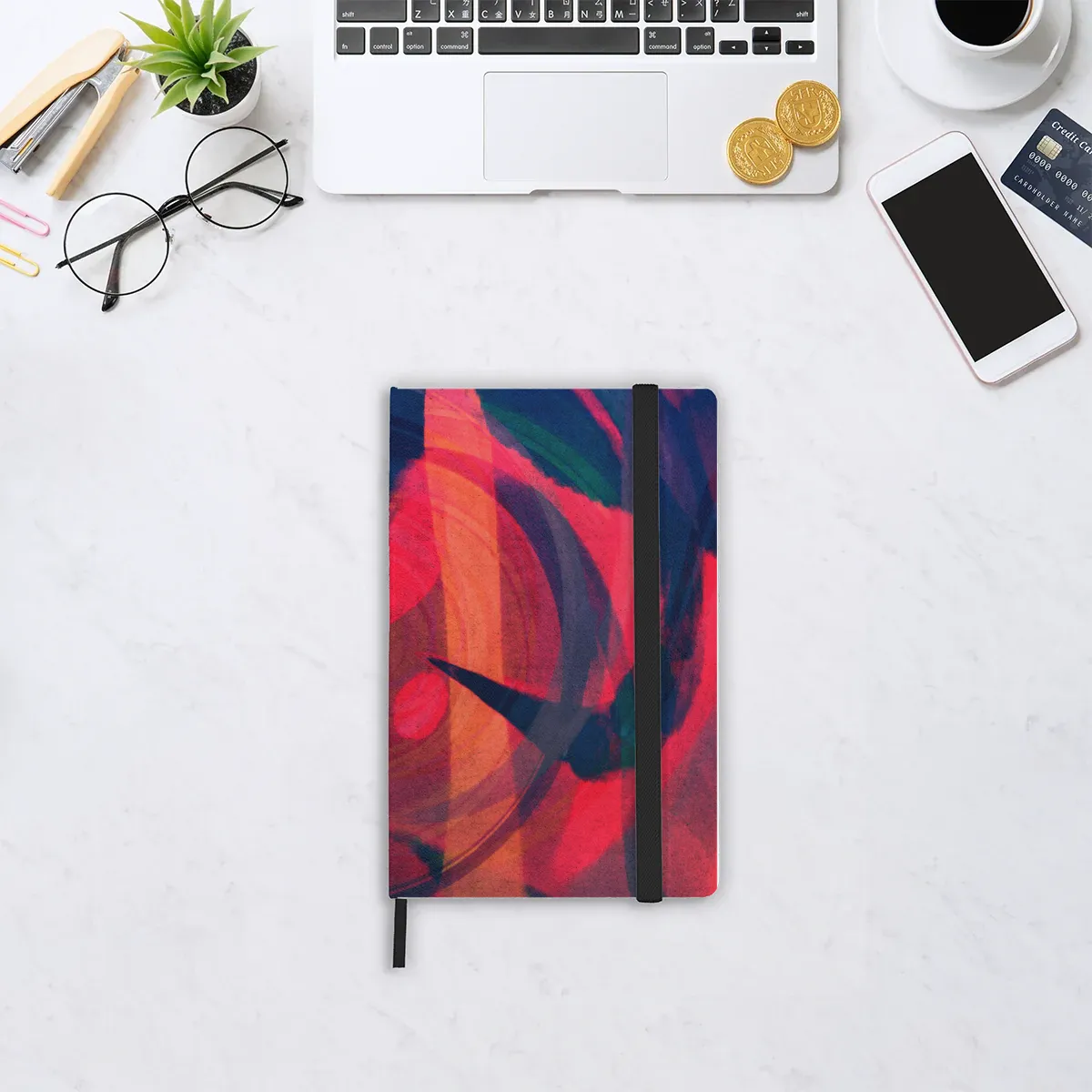 Abstract Custom Printed Leatherette Paper Notebooks