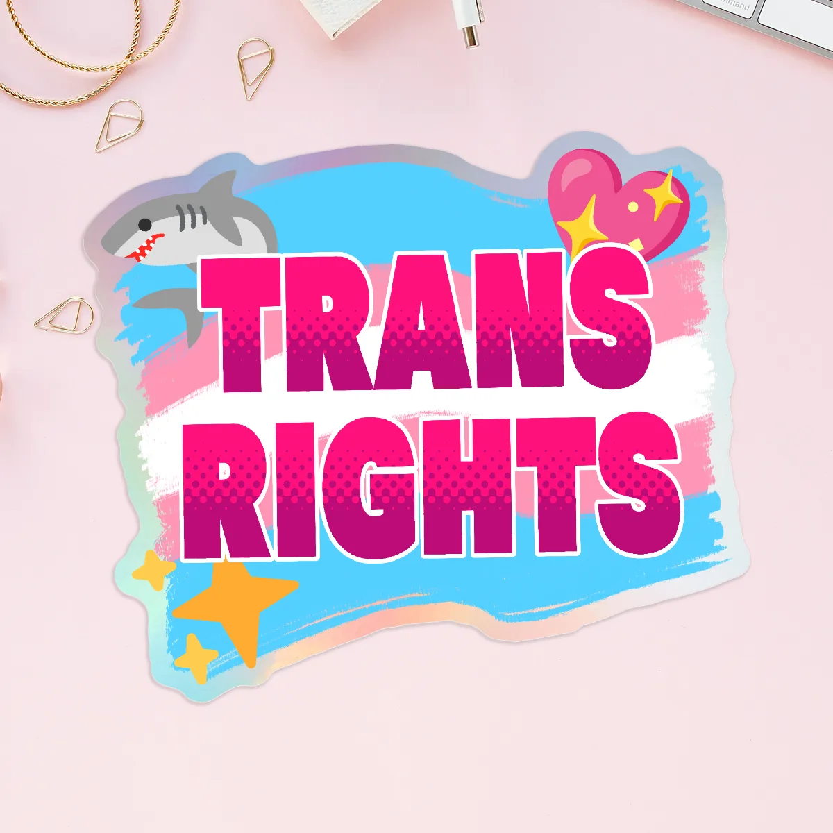 TRANS RIGHTS! - 5 Holographic Sticker pack