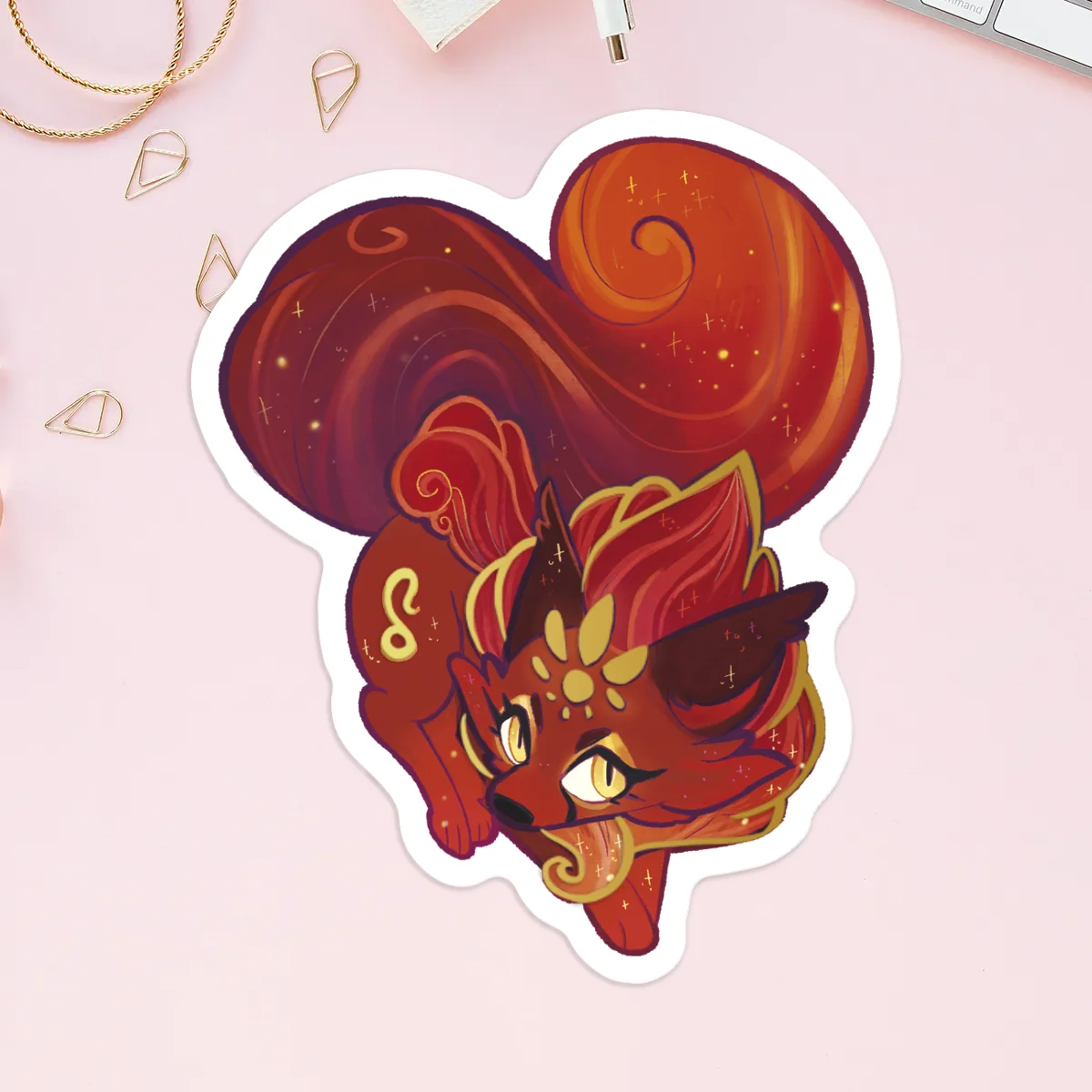 LEO - ZODIAC FOX COLLECTION -   GOLD FOIL STICKER PACK