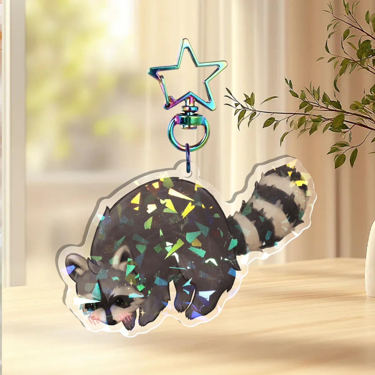 French Fry the Raccoon - Sleepy Critters Keychain