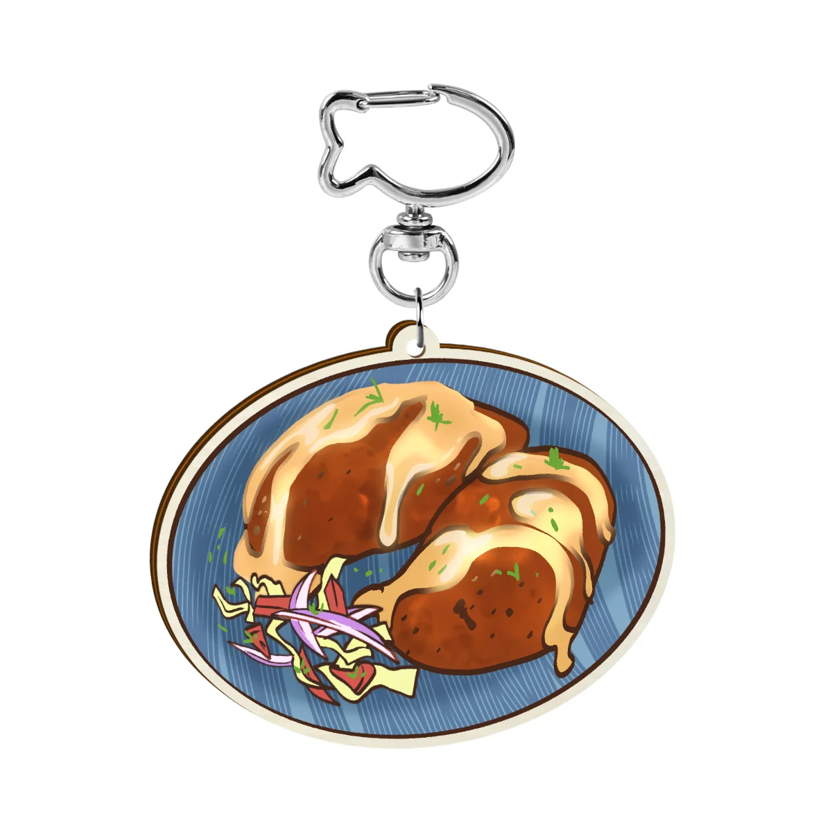 Corviche de Pescado (ECUADORIAN FOOD) - Synthetic Whitewood Keychains