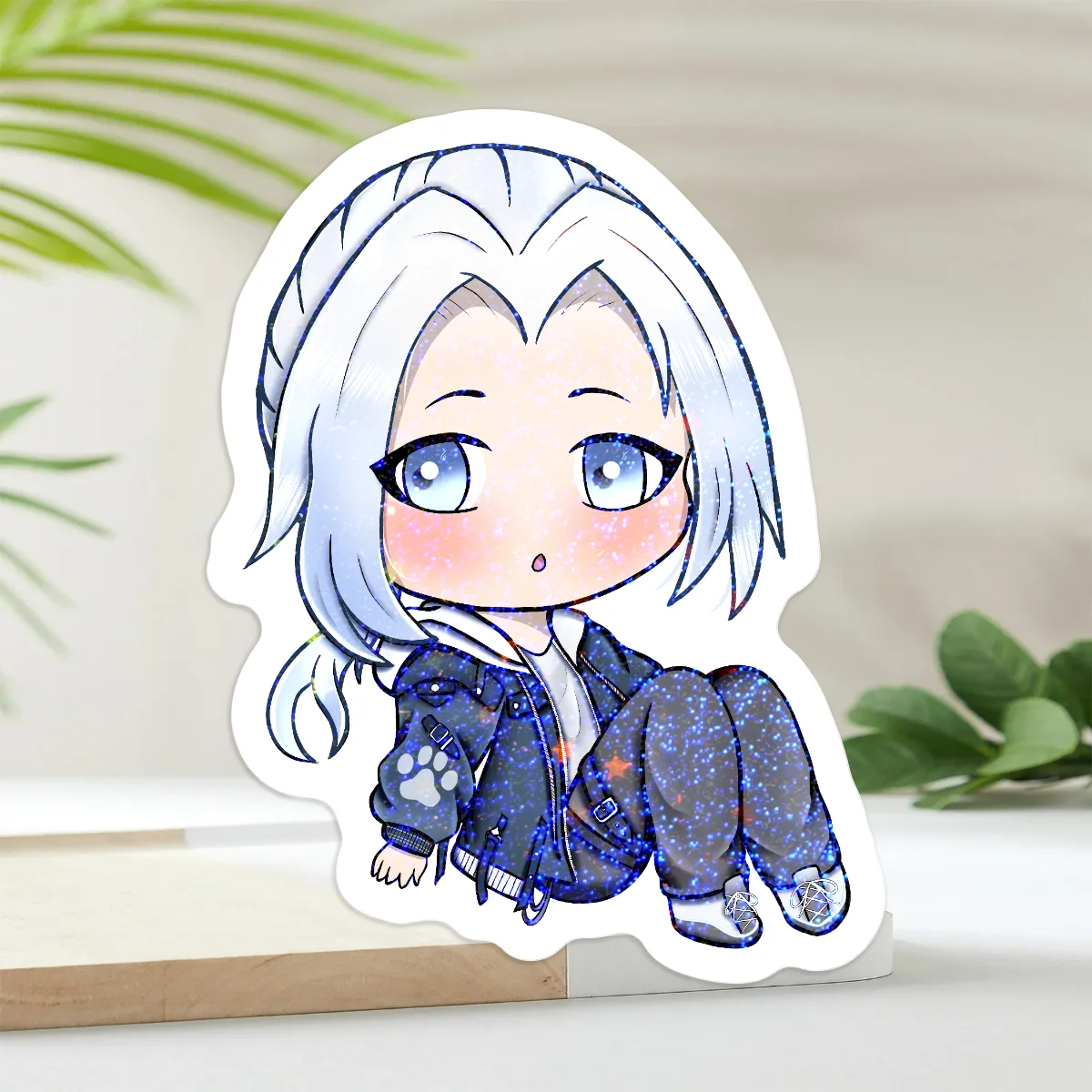 Chibi Cal Vaughn Fine Sand Star Holographic Stickers (Ponytail)