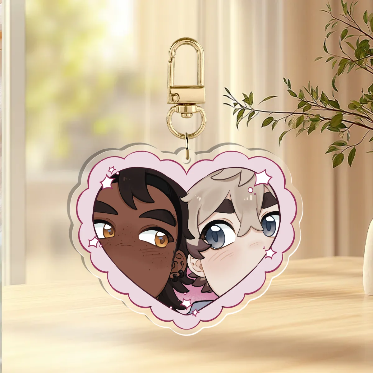 kai and chips double sided keychain