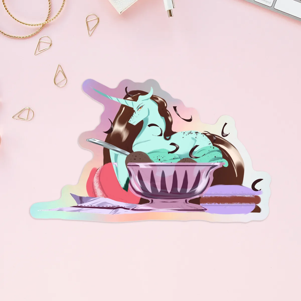 Cup of Unicorn Ice Cream Stickers