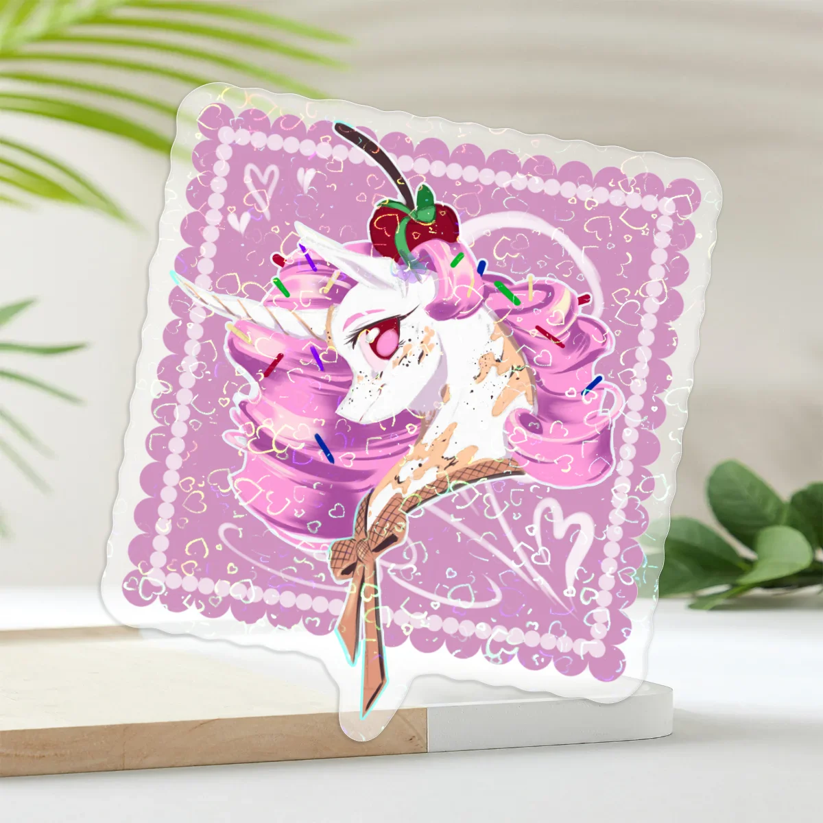 Unicorn Ice Cream Clear Holographic Stickers
