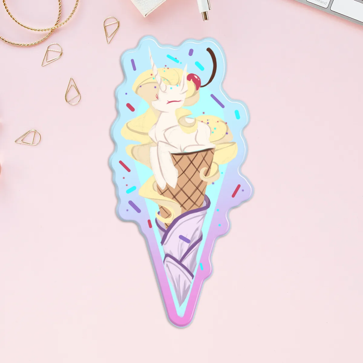 Ice Cream Pony Rainbow Acrylic Pins