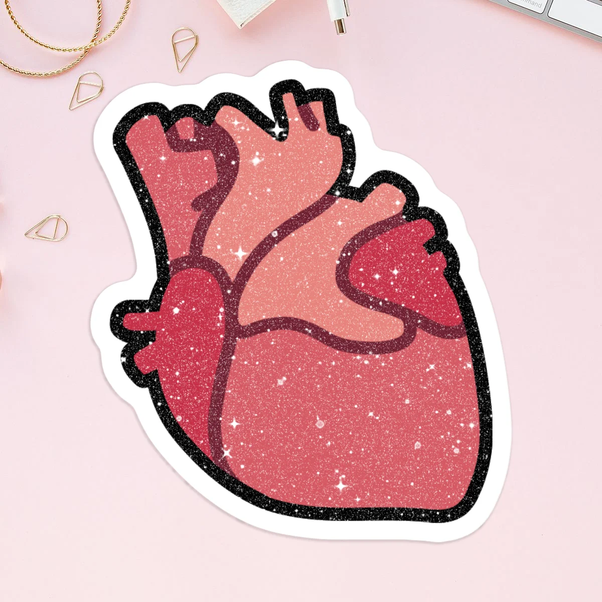 Anatomical Heart Sugar Glitter Stickers (x5)