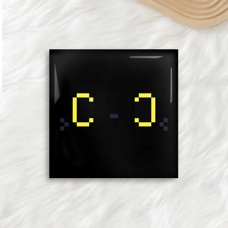Cute Black Kitten Pixel Cat - Square Button Pins