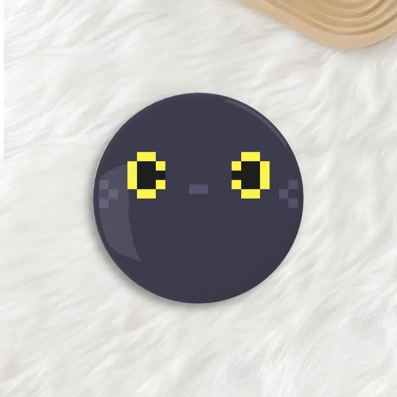 Cute Black kitten Pixel cat - Pin Button