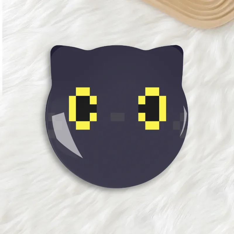 Cute Black Kitten Pixel Cat - Cat Ear Shapes Button Pins