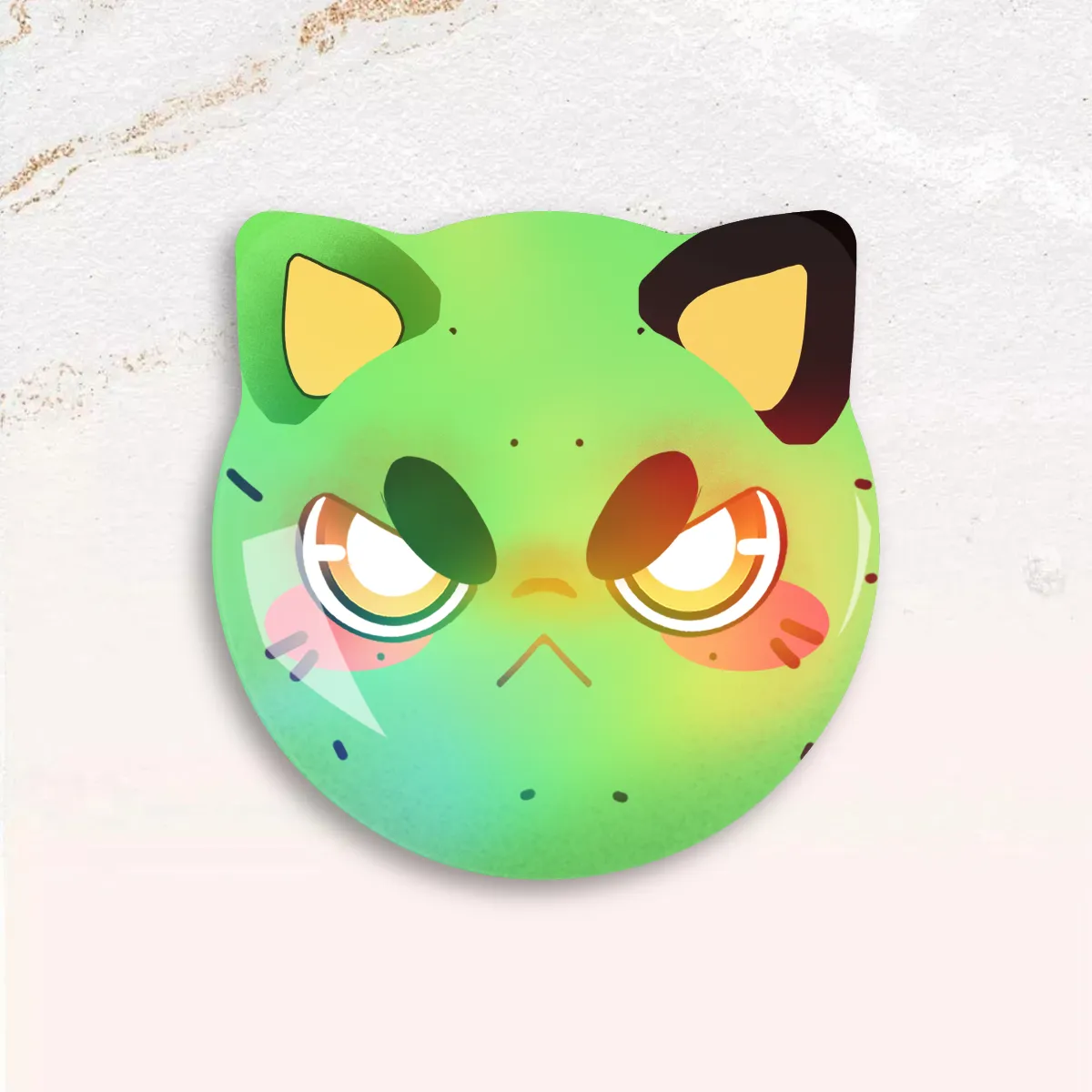 Angry Cactus Cat Ear Button Pin