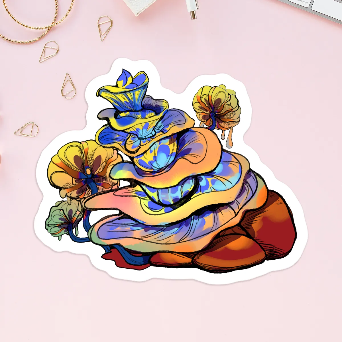 Rainbow Layered Mushroom Vinyl Stickers