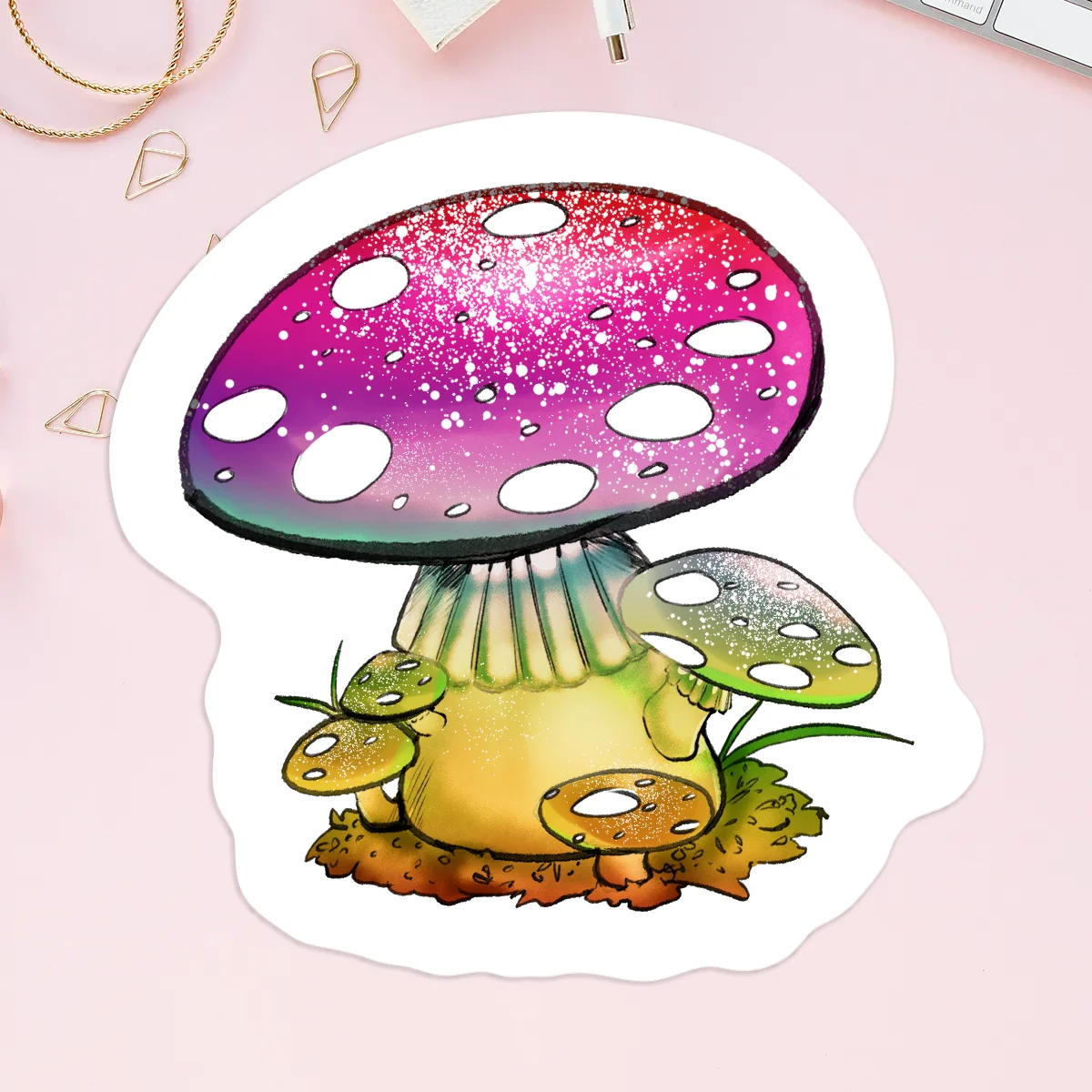 Rainbow Amanita Mushroom Vinyl Stickers