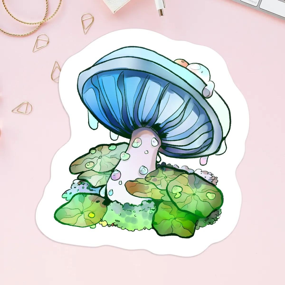 Blue Weeping Mushroom Vinyl Stickers