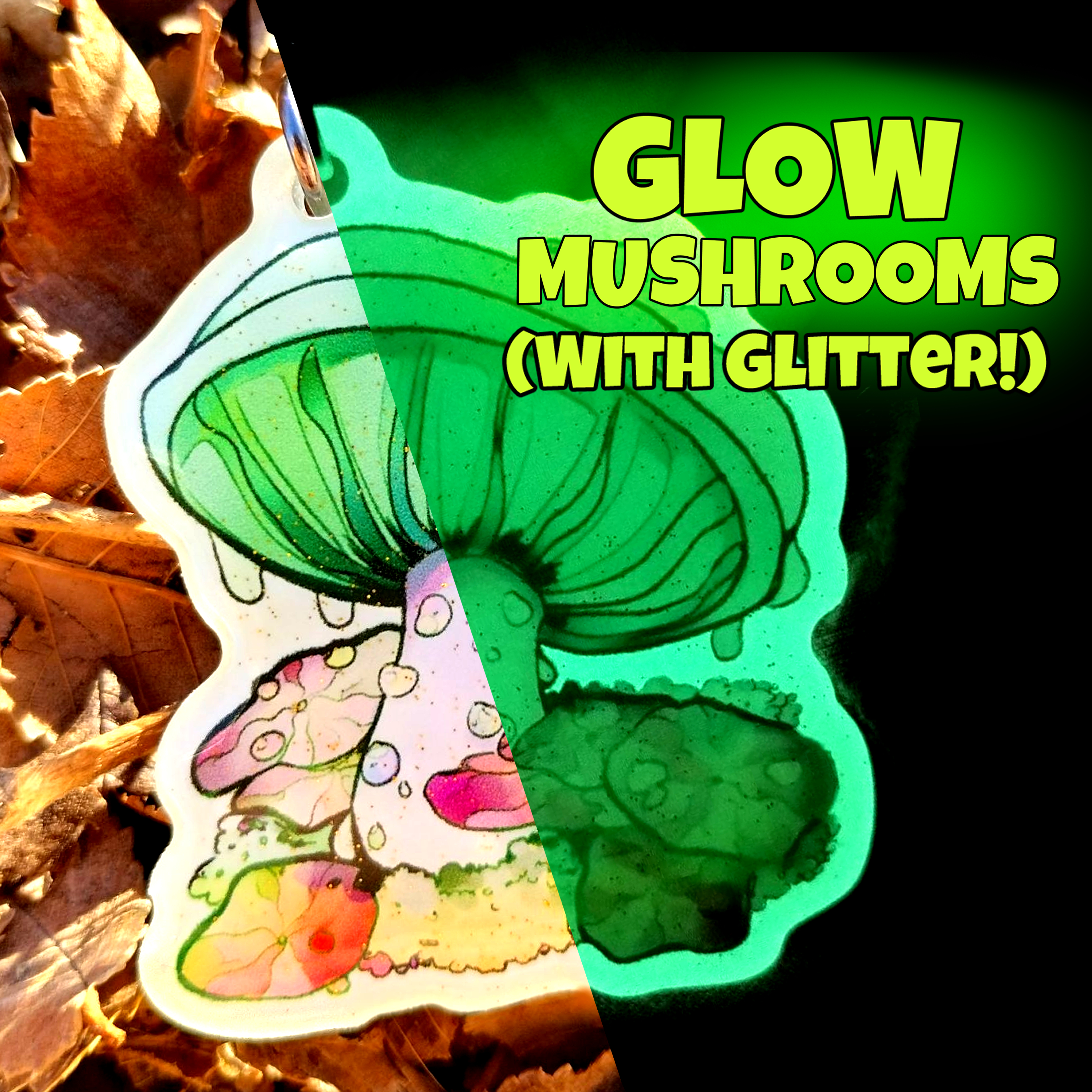 Weeping Green Mushroom Glow In The Dark Acrylic Keychains