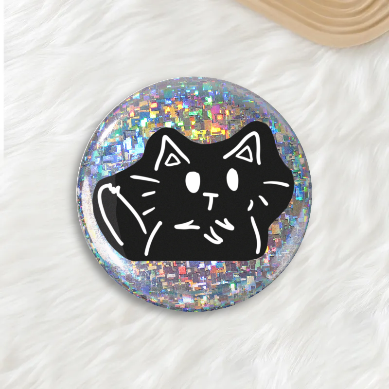 Custom Round Glitter Holographic Button Pins