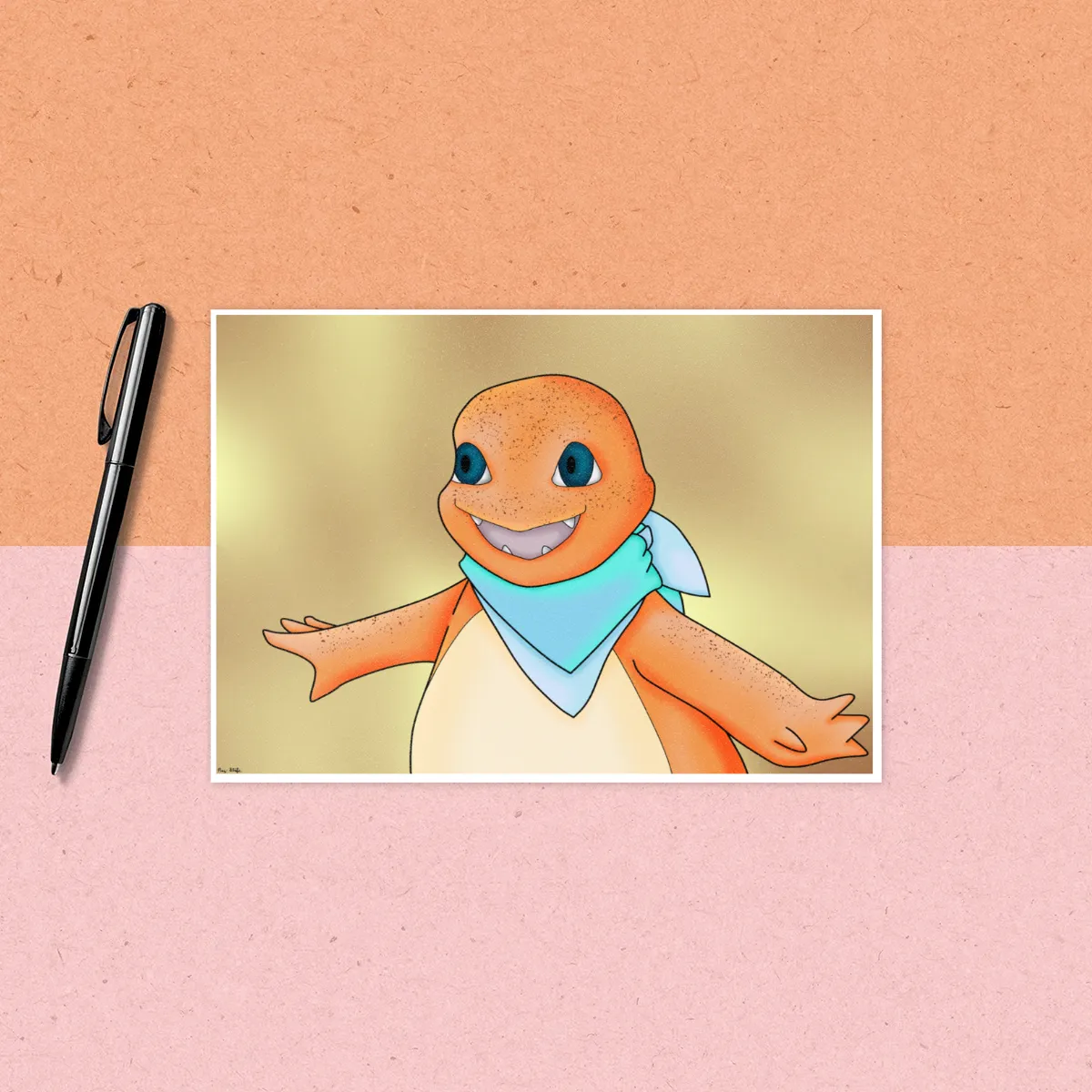 Smiling Charmander Art Print Printing