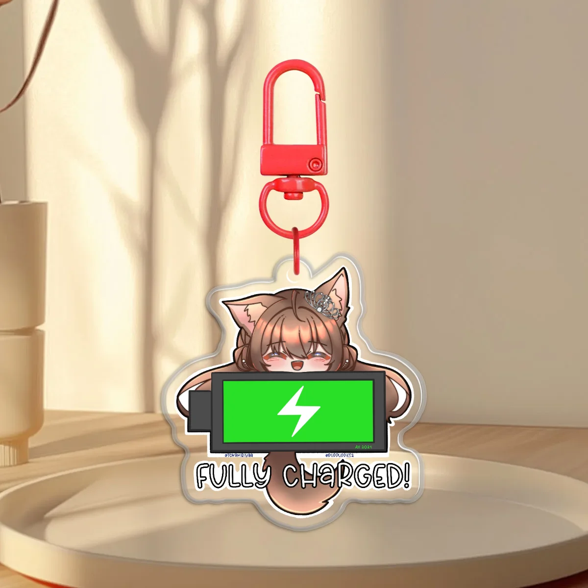 Fully Charged Pups Epoxy Keychain