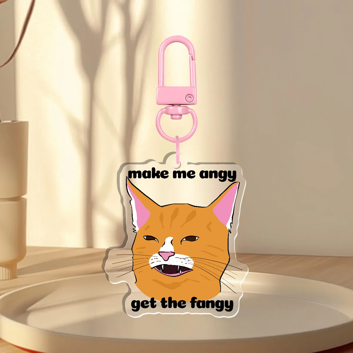 Make Me Angy Orange Cat - Acrylic Keychain