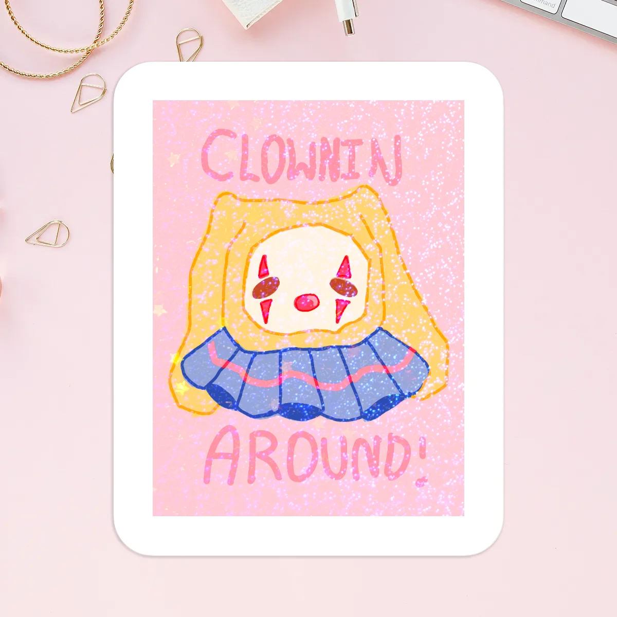Clownin around Holographic sticker