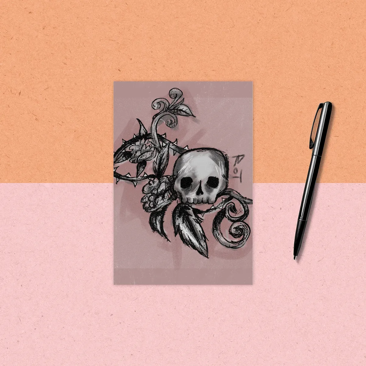 Skull plant print