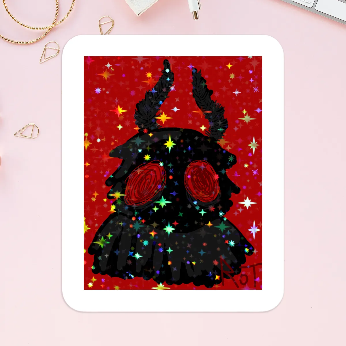 Mothman holographic vinyl sticker