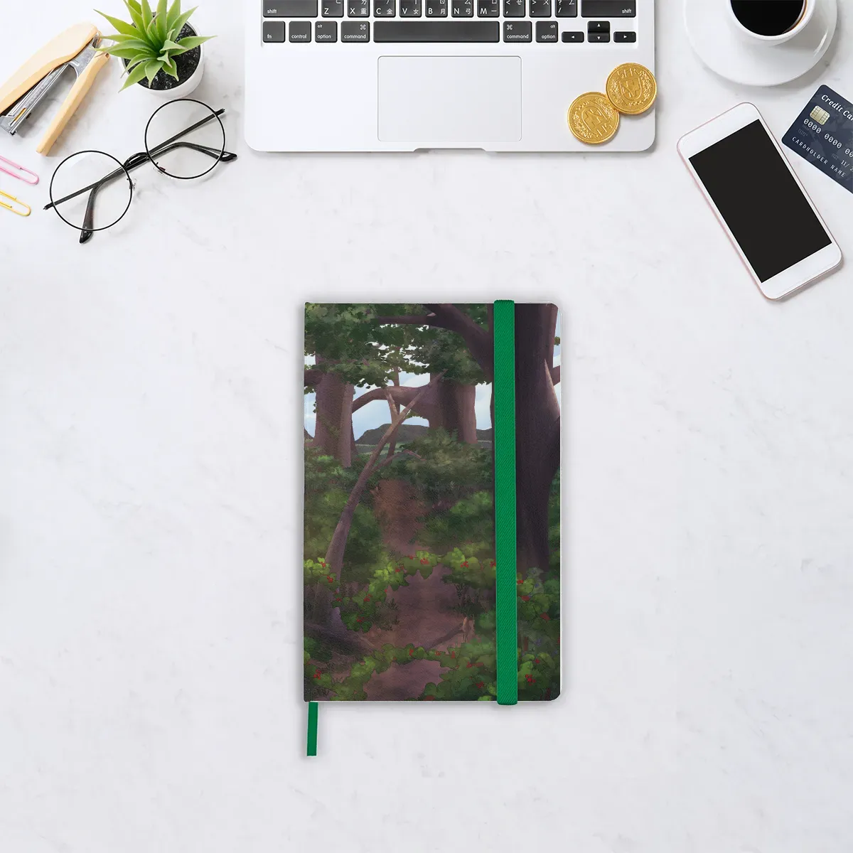 Sunny Forest Leatherette Paper Notebook
