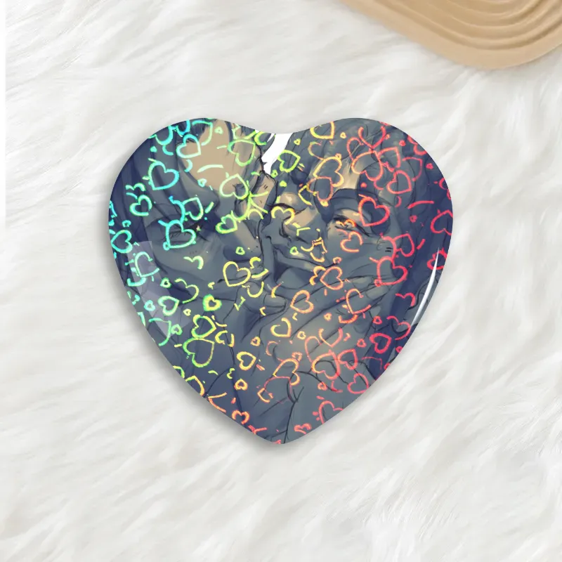 Lady Swan & Wei Hong-Ma Heart Shaped Button Pin