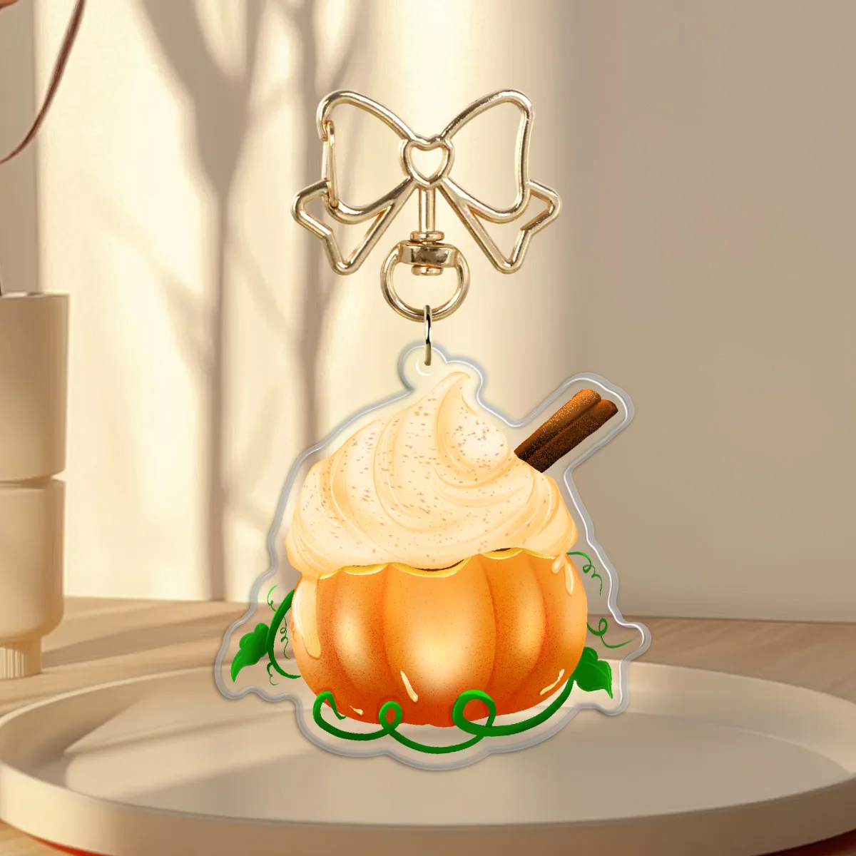 Pumpkin Spice Latte Acrylic Keychain with Rounded Edges