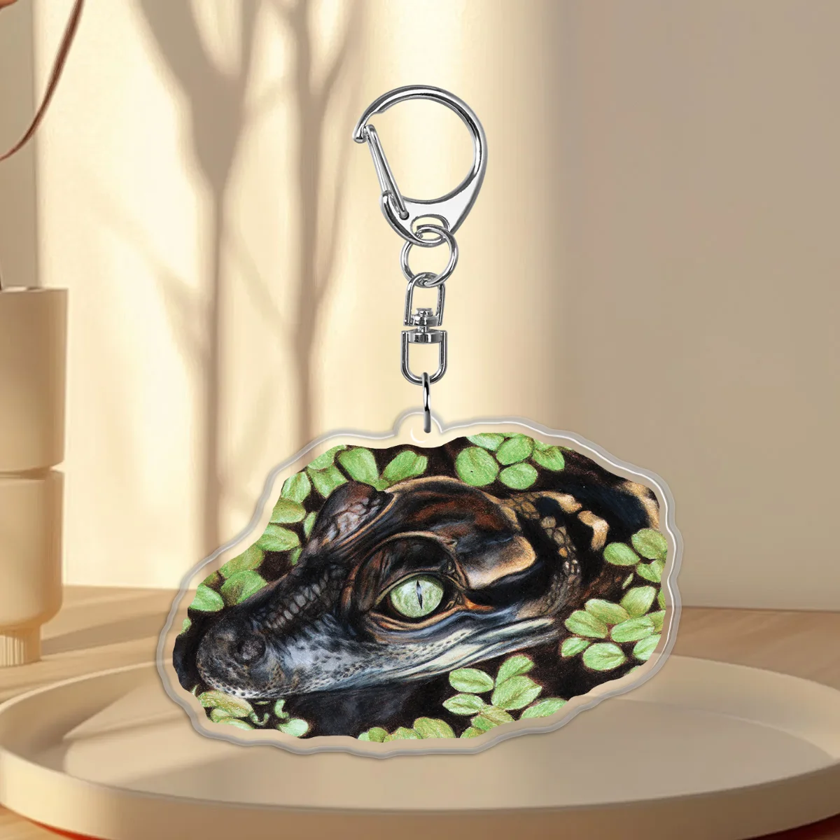 Baby Gator in Duckweed Clear Acrylic Keychains