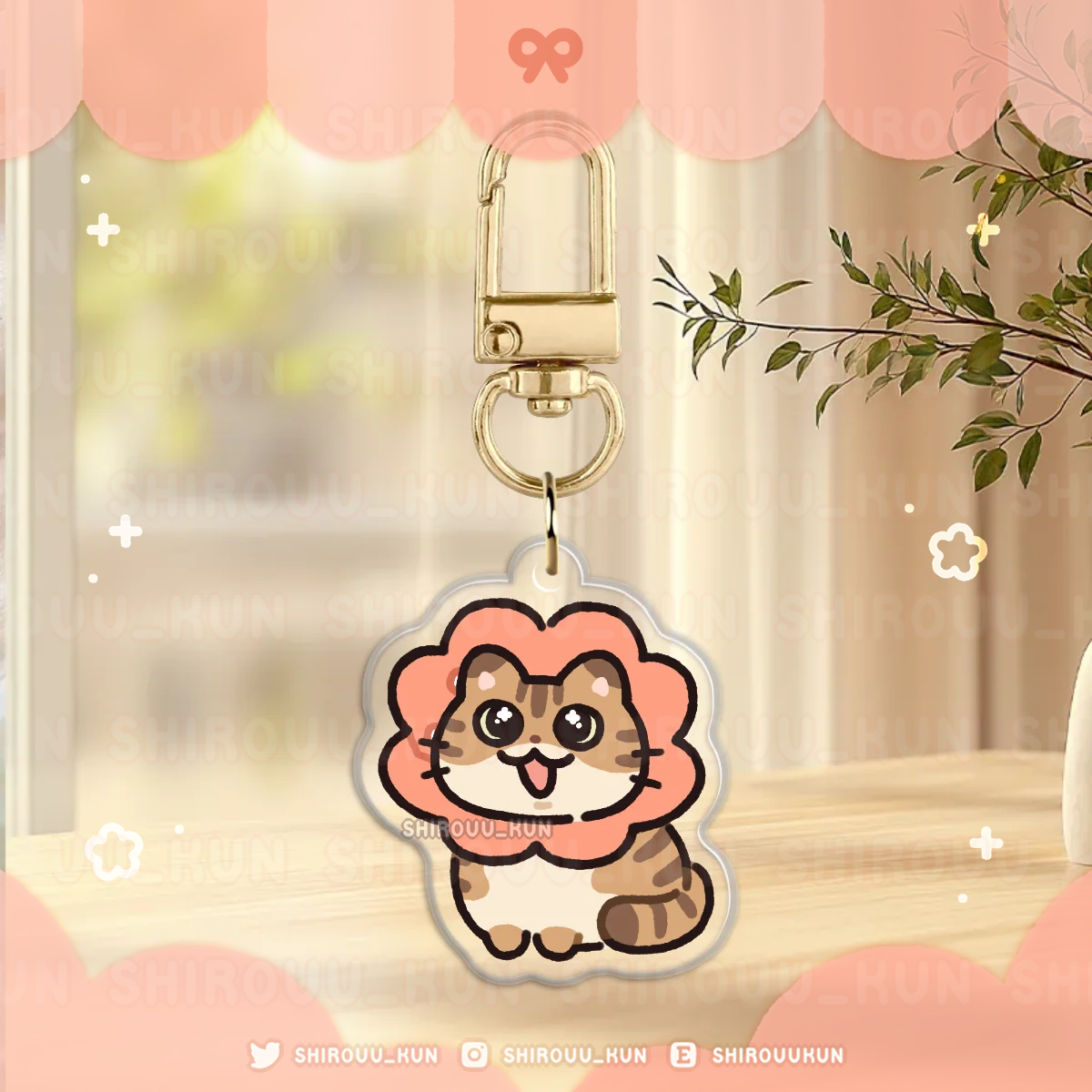 [q. flower] cat meme keychain
