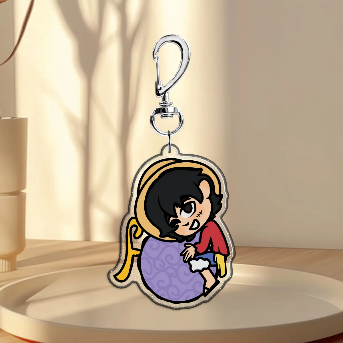 Luffy Glitter Acrylic Keychain