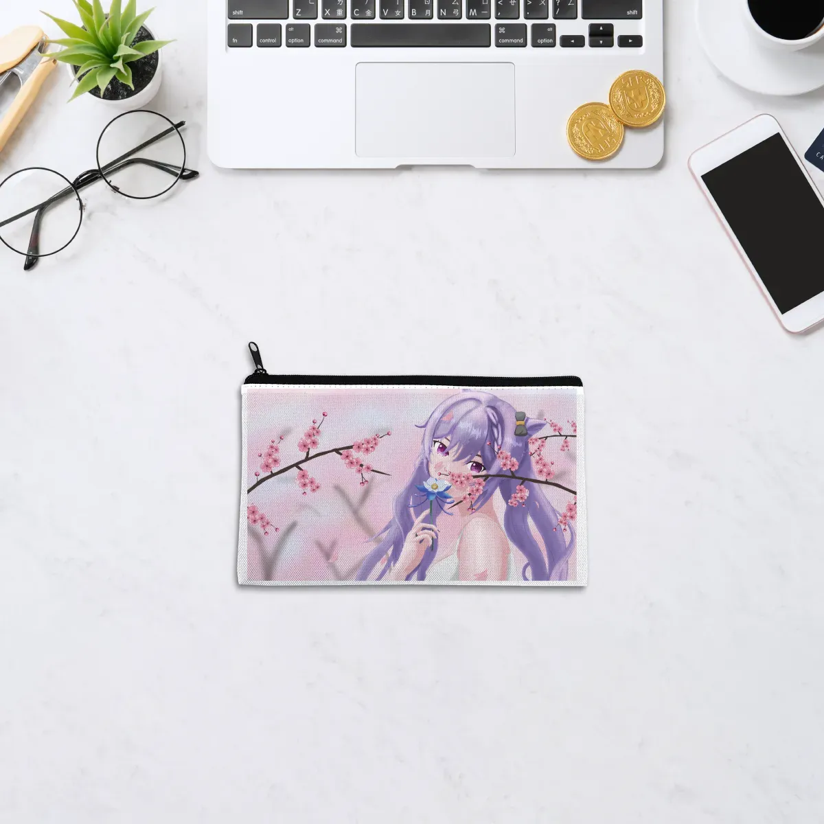 Keqing Sakura Pencil Case
